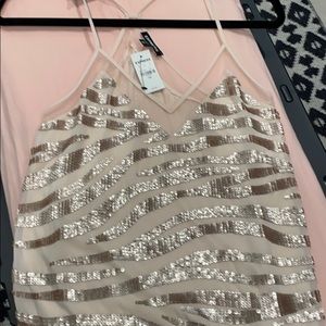 Racer back tank top with bronze sequins